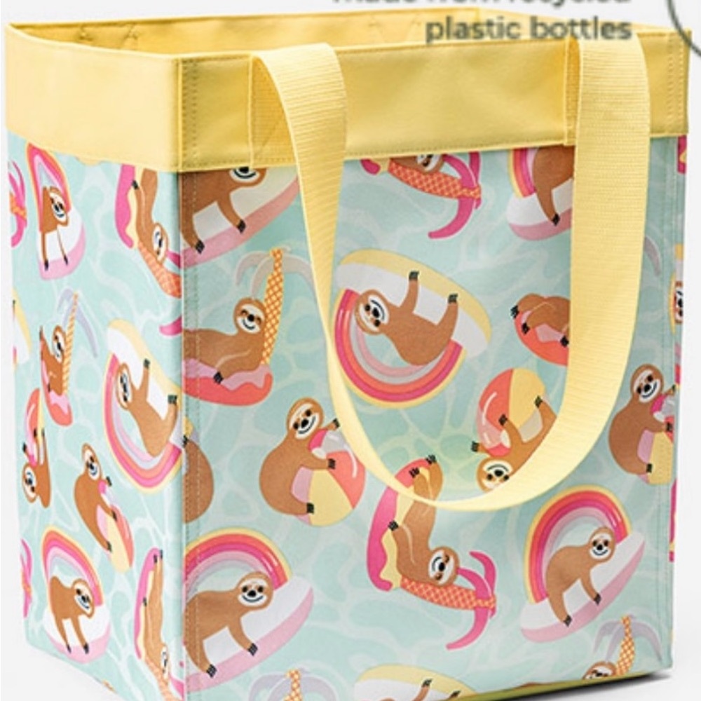 Thirty-One Sloth Print Tote with Yellow Handles - Picture 2 of 6